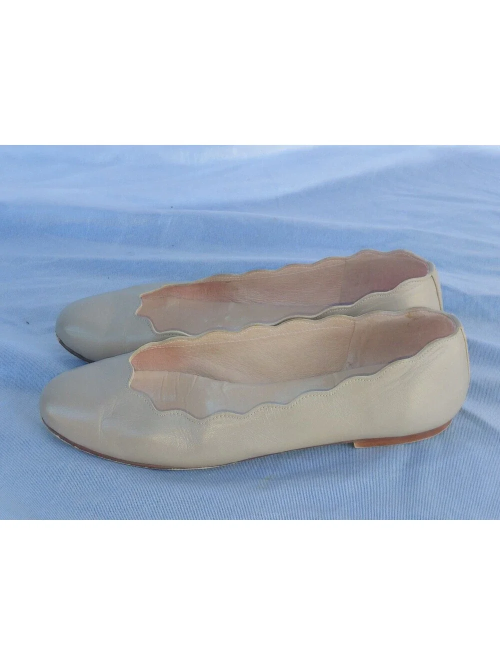 French Soles Leather Jigsaw Ballet Flat Round Toe Size 8